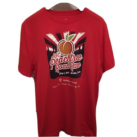 2015 AJC Peachtree Road Race Participant T Shirt  -Mizuno  Large Red - Picture 1 of 5